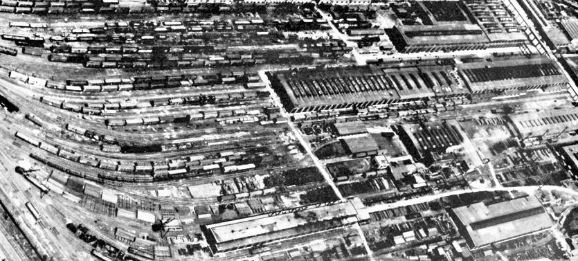 Angus Shops Canadian Pacific Railway aerial view 1940s
