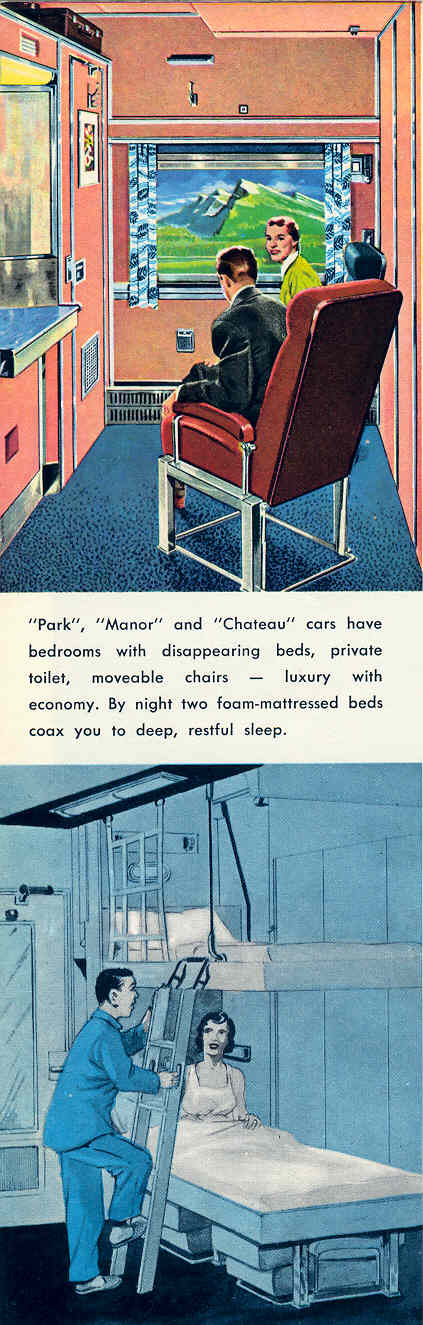 CPR The Canadian
                                            sleeping car bedroom by day
                                            and night