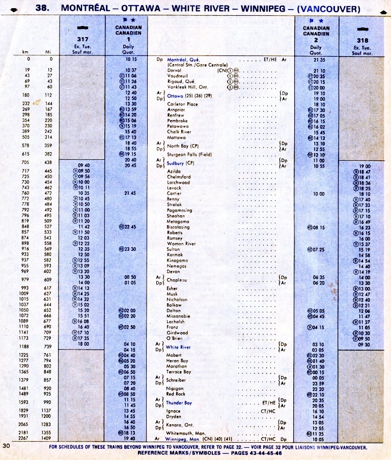 VIA Rail 1979 timetable
