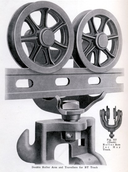 Beatty farm equipment, detail of wheel truck and monorail