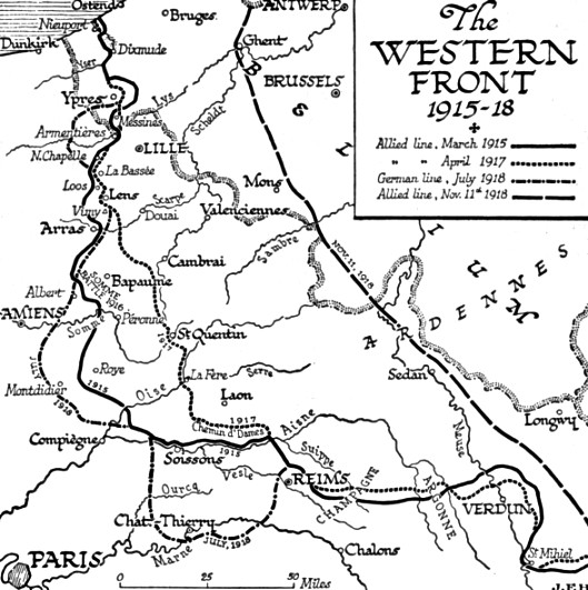 map: Western Front World War One