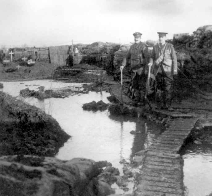 Great War battlefield graveyard, duckboards