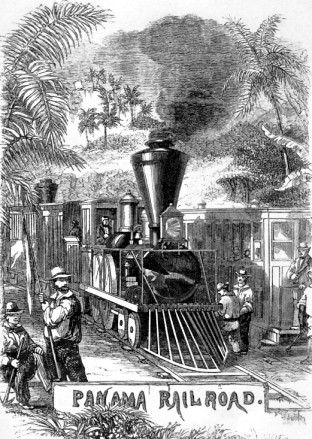 Panama Canal Railroad locomotive engraving
