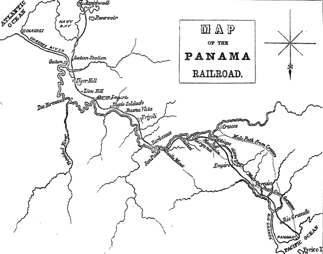 Map Route of Panama Railroad circa 1860