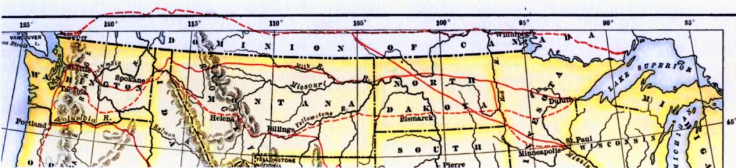 Map 1906 railroads & railways along Canadian border