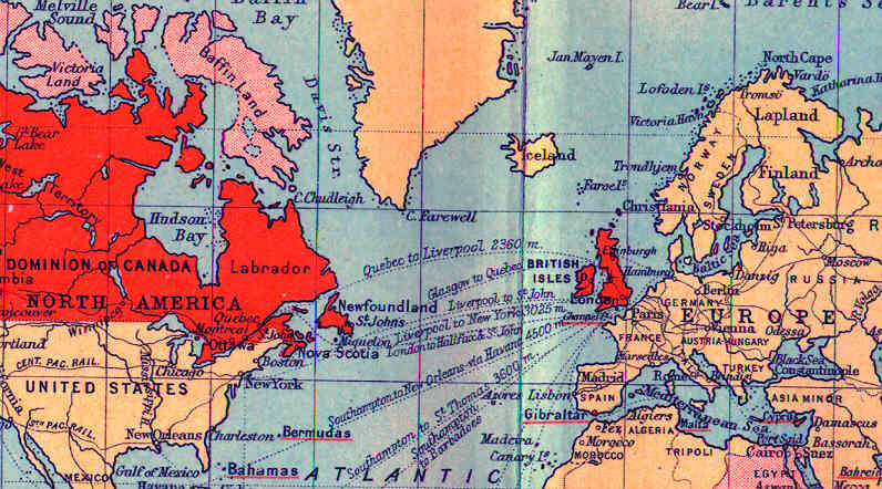 Newfoundland and North Atlantic map
