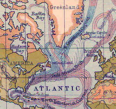 Newfoundland and North Atlantic sea currents