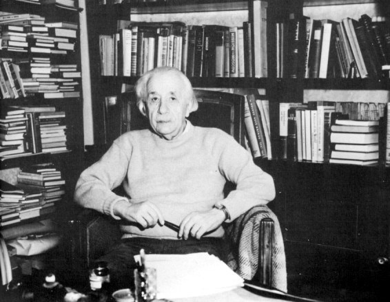 Einstein in his study.