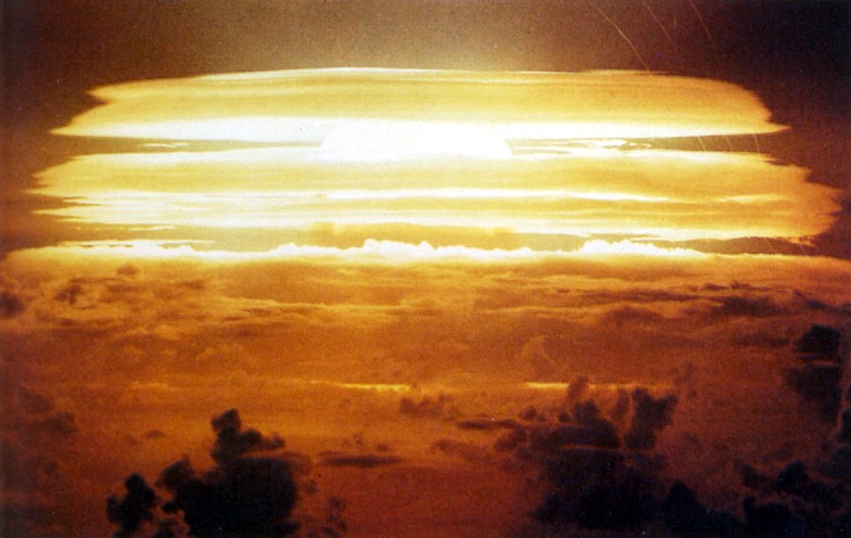 Hydrogen bomb test over water.