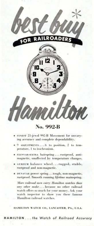 Hamilton railway grade watch advertisement