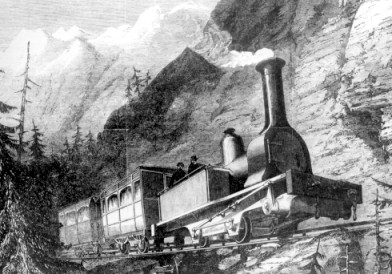 Artist's engraving: Mont Cenis Railway Company.