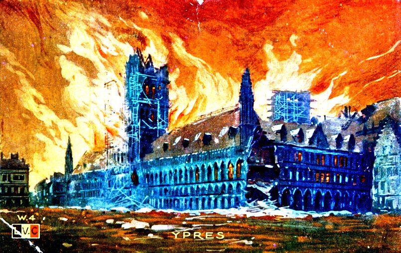 Cloth Hall destroyed Oct-Nov 1914, Ypres Belgium