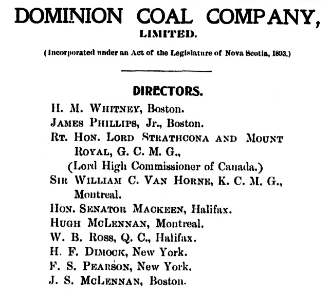 Dominion Coal Company Board of Directors 1898