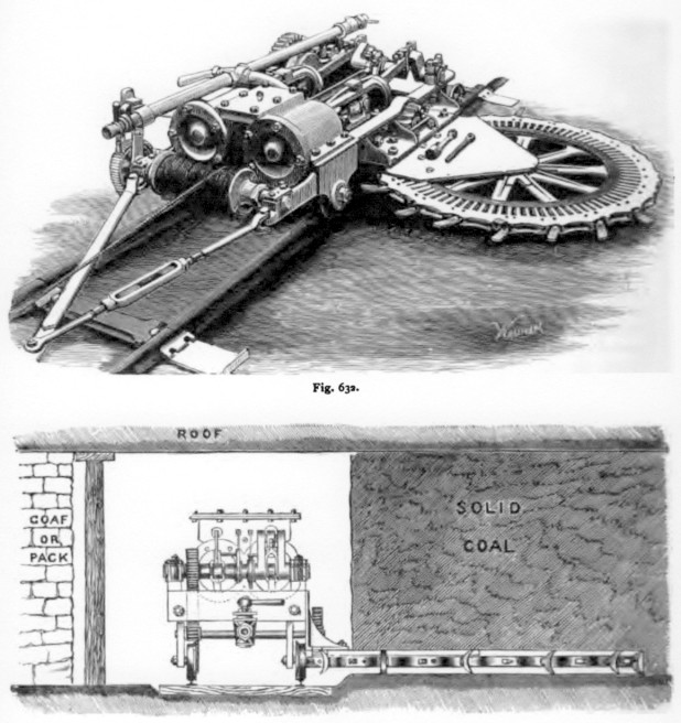 Pneumatic coal cutting equipment circa 1900
