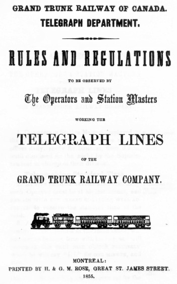 Cover Grand Trunk Railway Rules of the Telegraph
        Department