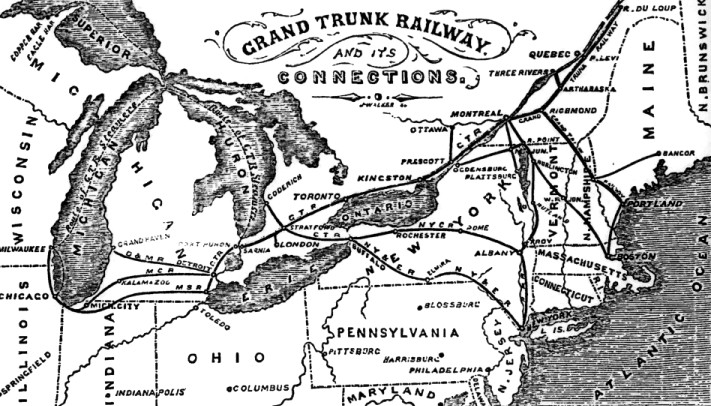 Map Grand Trunk Railway system 1867