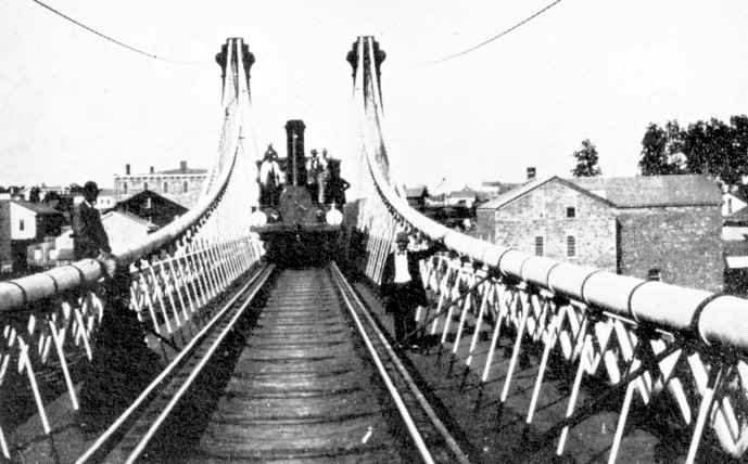 John Roebling's suspension bridge at
                  Niagara Falls